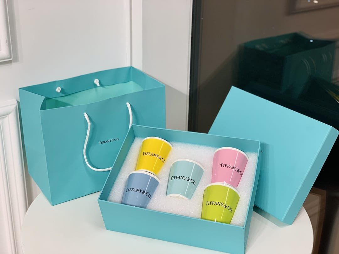Tiffany & Co. Set of 5 Colorful Paper Espresso Fine Bone China Cups - Tiffany Cups | Aleppo Gift UAE